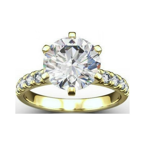3.10 Ct Stunning Solitaire Round Natural Moissanite Diamond Wedding Rings for Women Solid 14K Yellow Gold
