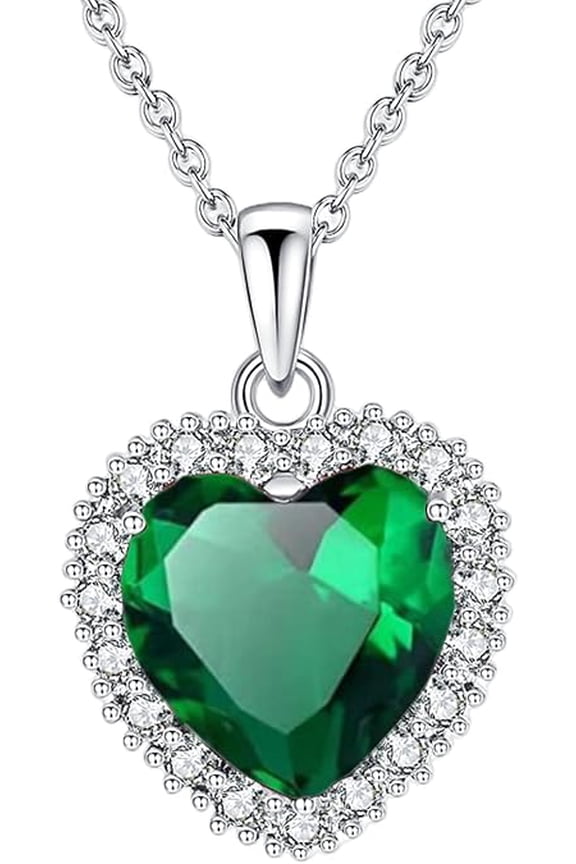 3.10 CtHeart Green Emerald Gemstone Pendant Necklace for Women  925 Sterling Silver Jewelry Gift