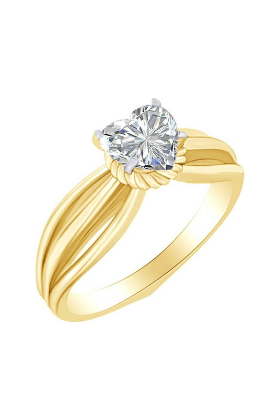 3/10 Cttw Heart Cut White Natural Diamond Solitaire Engagement Ring In 14k Solid Yellow Gold (0.30 Carat) Ring Size-12