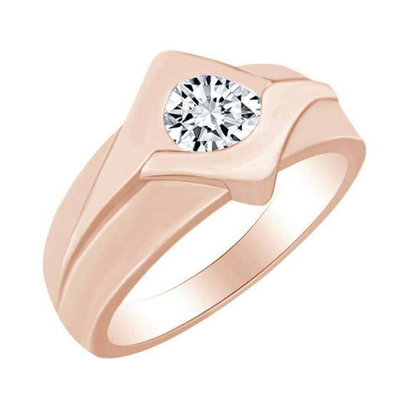 AFFY 3/10 Cttw Round Cut White Natural Diamond Anniversary Weeding Band Ring In 14k Solid Rose Gold (0.30 Carat) Ring Size-10.5