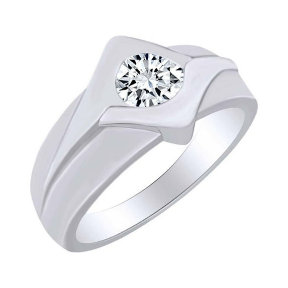 AFFY 3/10 Cttw Round Cut White Natural Diamond Anniversary Weeding Band Ring In 14k Solid White Gold (0.30 Carat) Ring Size-8.5