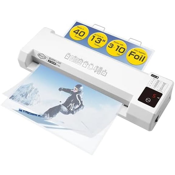 310 Mil Thermal Laminator & Foil Applicator  13-Inch, 2-Large-Roller, 40s Warm-Up, 50s/Page, LED Touch Panel, Jam Release, Auto Shut-Off, 10 Sheets Included  for Office, School & Home Use$$