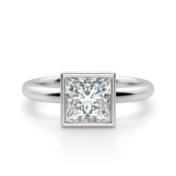 3.10 TCW Princess Cut Solitaire Engagement Ring 18K White Gold