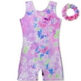 thumbnail image 1 of 3-10 Years Kids Leotards for Girls Gymnastics with Shorts Dance Matching Hair Scrunchie, 1 of 9