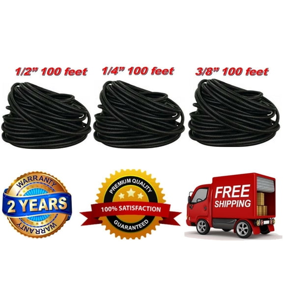 3) 100 FT EACH SIZE 1/4" 3/8" 1/2" SPLIT LOOM POLYETHYLENE WIRE TUBING CABLE