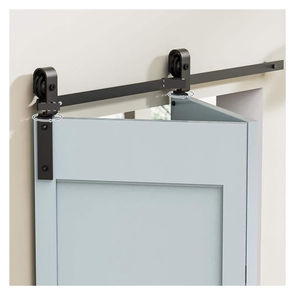 3-10FT Bi-Folding Sliding Barn Door Hardware Kit, Heavy Duty Roller Track Kit For 4/2 Doors Side Mounted ,Easy to Install