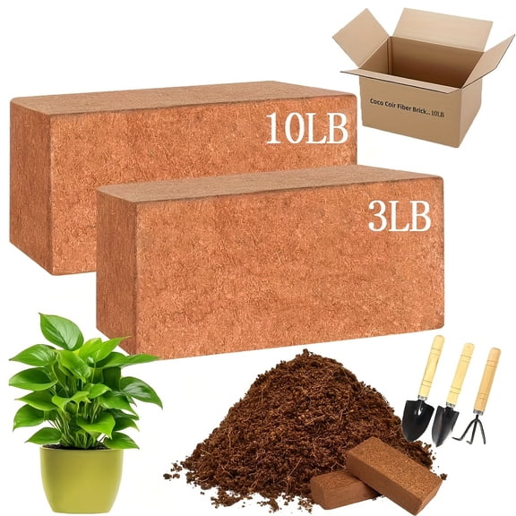 3/10LB Premium Coconut Coir Compressed Coco Coir Brick | Non-fertilizer Reed Material for Soilless Gardening