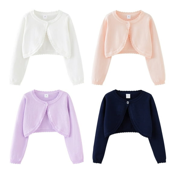 3-10T Girls Shrugs Cardigan Sweater Long Sleeve Party Church Dress Cover Up Cropped Elegant Cardigan Knit Sweater