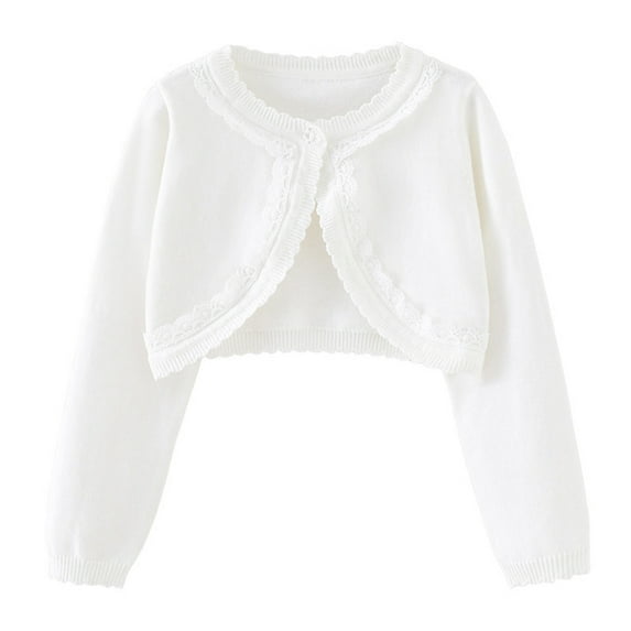 3-10T Girls Shrugs Cardigan Sweater Long Sleeve Party Church Dress Cover Up Cropped Elegant Cardigan Knit Sweater