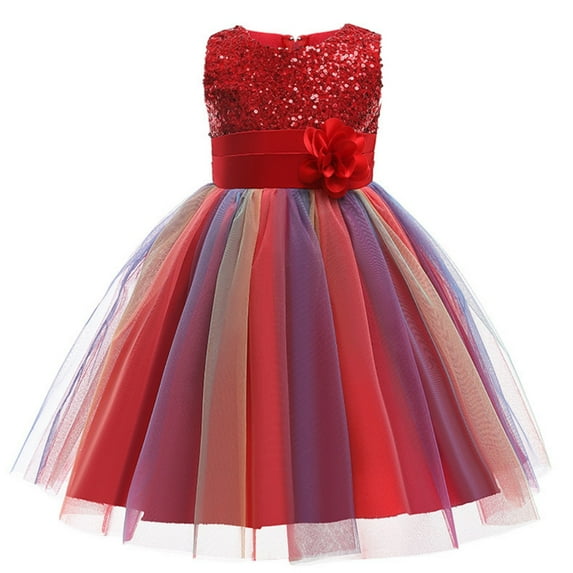 3-10T Kids Girls Flower Princess Sequin Dress Birthday Bridesmaid Party Pageant Formal Lace Long Dresses