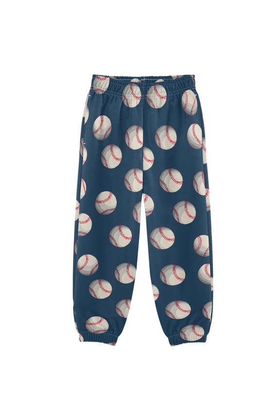 3-10T Pants Baseballs on A Navy Blue Backg Pattern Cool Casual Sweatpants Joggers