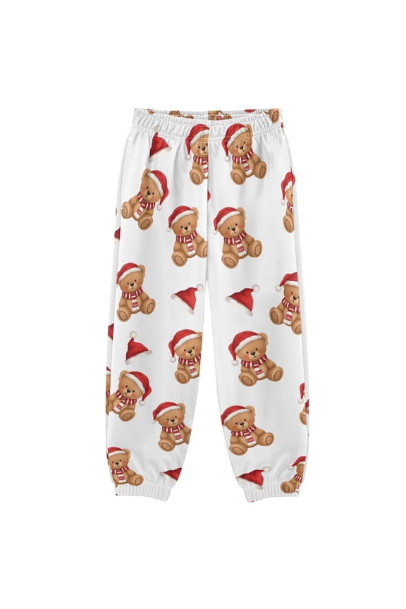 3-10T Pants Christmas Teddy Bear Pattern Cool Casual Sweatpants Joggers