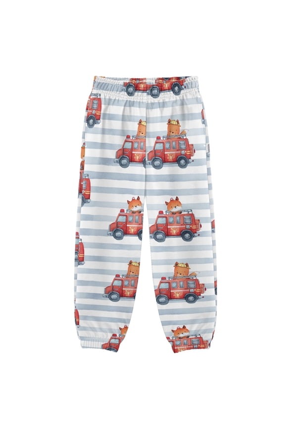 3-10T Pants Cute Fire Truck and Fox Cool Casual Sweatpants Joggers