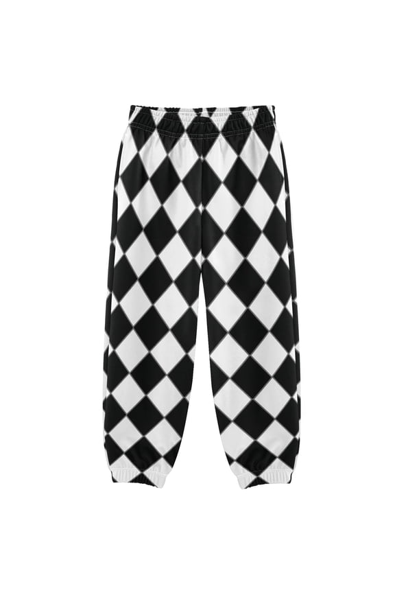 3-10T Pants Diamond Black and White Grid Cool Casual Sweatpants Joggers