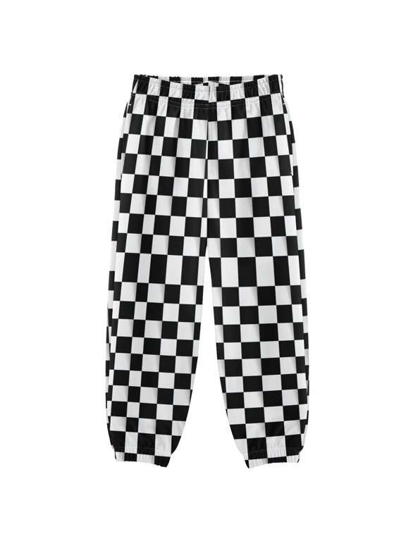 3-10T Pants Square Black and White Grid Cool Casual Sweatpants Joggers