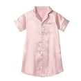 thumbnail image 1 of 3-10Y Girls Satin Pajamas Sleep Dress Button Down Silky Sleepwear Nightgown Short Sleeve Nightshirt Dresses, 1 of 6
