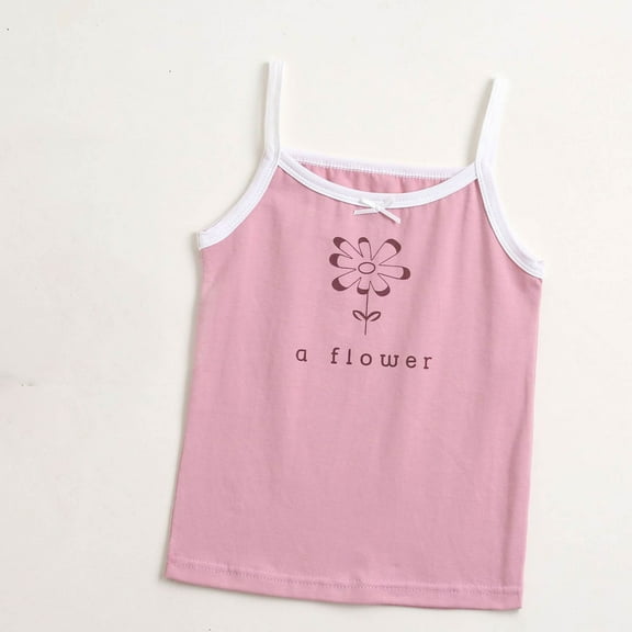 3-11 Years Toddler Gilrs Cotton Camisole Tank Tops V Neck Spaghetti Strap Blouses Cute Sleeveless Cami Shirt