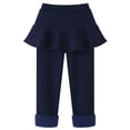 thumbnail image 1 of 3-11Y Kids Baby Little Girls Footless Fleece Lined Warm Thick Leggings with Ruffle Tutu Skirt Pants, 1 of 11