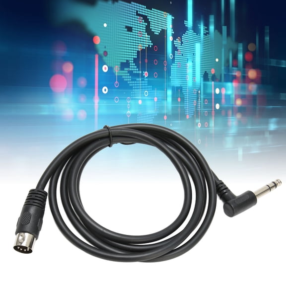 3.11mm Audio Cable 6.35mm Male To MIDI Din 5Pin Male Cable, 90 Degree 6.35mm Male To MIDI Din 5Pin Male Cable Right Angle PVC for MIDI Keyboards for Speakers