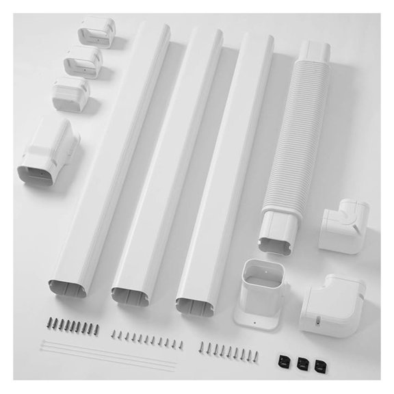 3" 12.5 Ft Mini Split Line Set Cover with Flexible Duct, Decorative PVC Lineset Cover Kit, Paintable for Air Conditioner, Central , HAVC & Heat Pumps Systems Tubing Cover, White