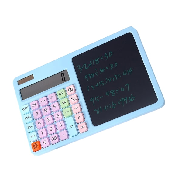 3. 12 Digit Large LCD Solar Calculator with Writing Board, Double Power for Finance and School Tasks