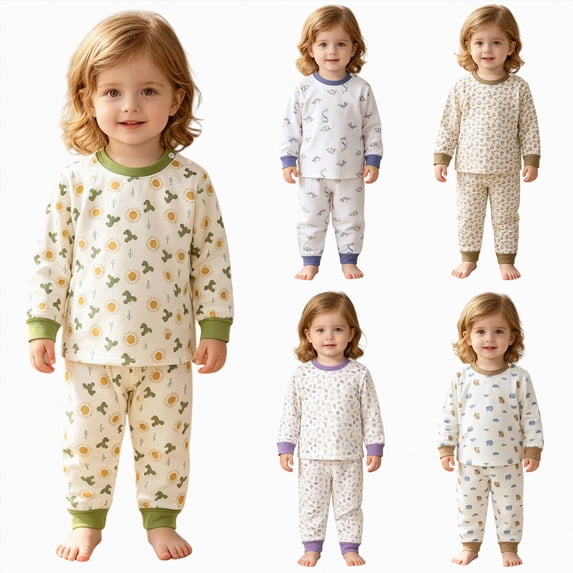3-12 Months Toddler Boy Girls Outfits Long Sleeve Knitted Cotton Tops Pants Clothes Set for 0 6 12 18 24 M 1t 2t 3t 4t 5t Pajamas & Dailywear,Grey