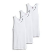 3-12 Packs Mens 100% Cotton Tank Top A-Shirt Undershirt Ribbed Black White (XL, White, 3 Pack)