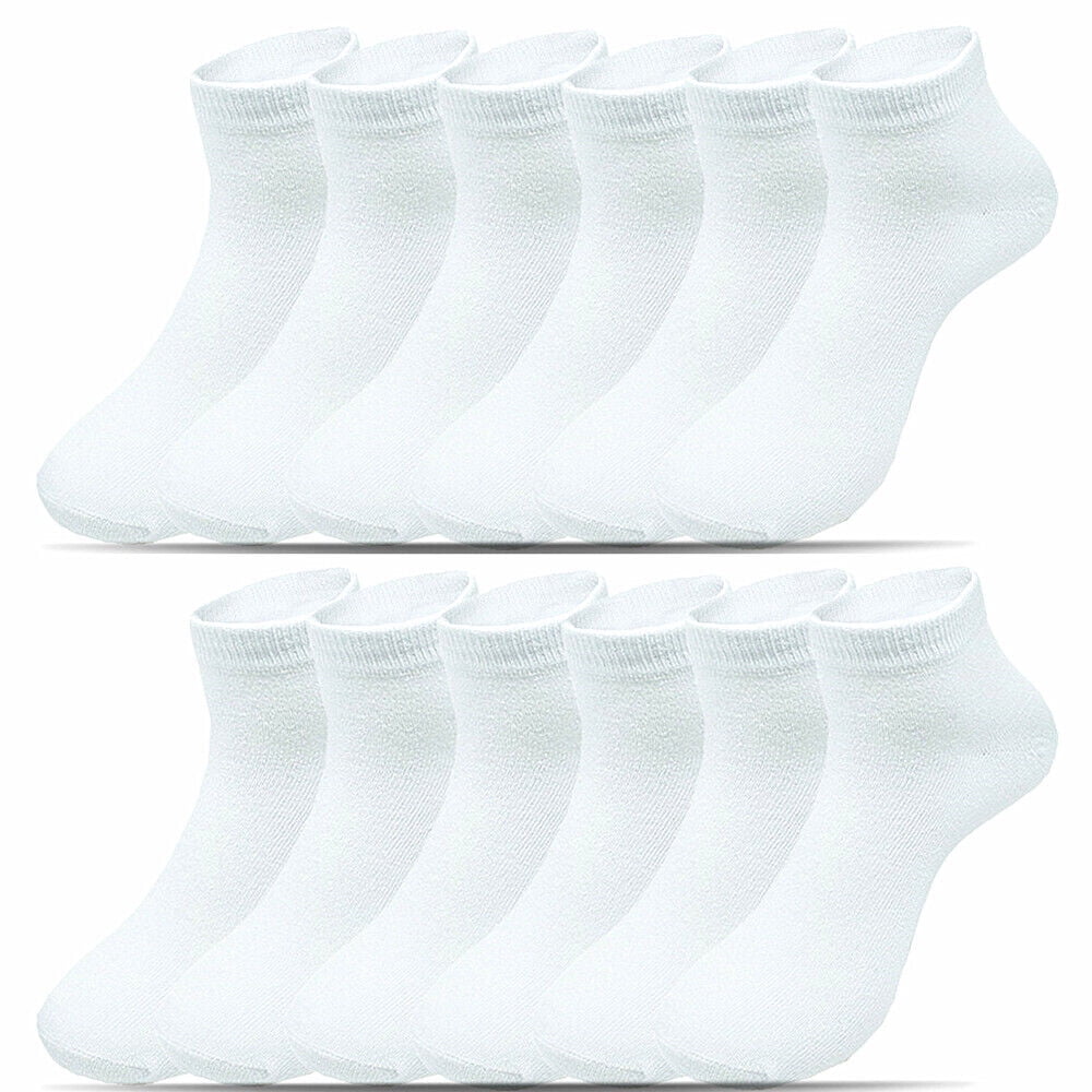 3-12 Pairs Ankle/Quarter Crew Men's White Casual Cotton Socks Low Cut Size 9-13