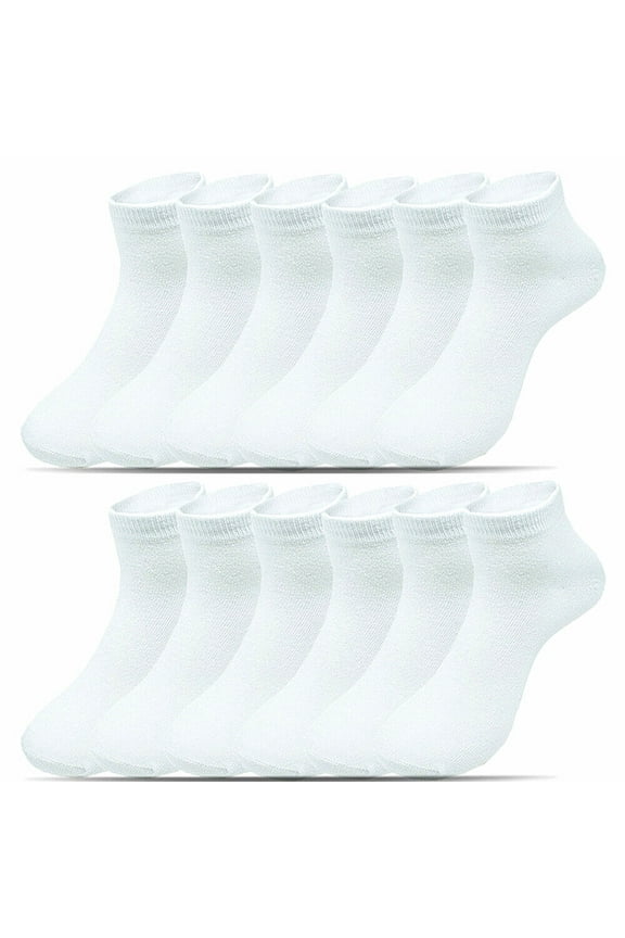 3-12 Pairs Ankle/Quarter Crew Men's White Casual Cotton Socks Low Cut Size 9-13