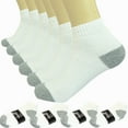 thumbnail image 1 of 3-12 Pairs Ankle Quarter Crew Mens Sports Socks White 2 Tones Cotton Size 9-13, 1 of 4