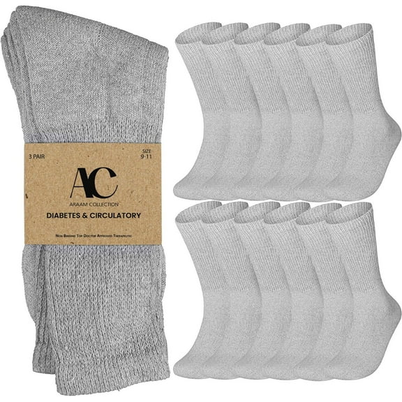 3-12 Pairs Health Circulatory Crew Cotton Diabetic Socks White 9-11 10-13 13-15