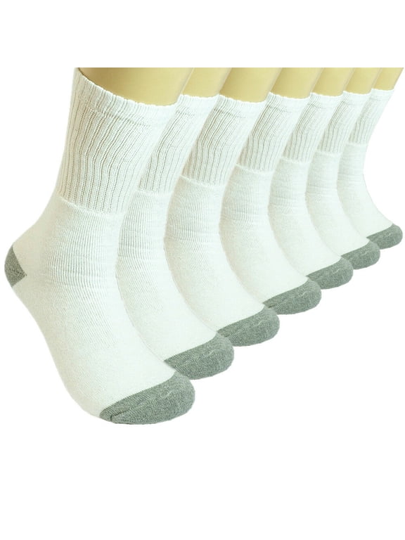3-12 Pairs Mens Sports White 2 Tones Athletic Cotton Crew Socks Size 9-11 10-13