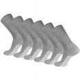 thumbnail image 1 of 3-12 Pairs Non-Skid Diabetic Cotton Crew Circulatory Socks with Non Binding Top (10-13, Gray, 3 Pack), 1 of 5