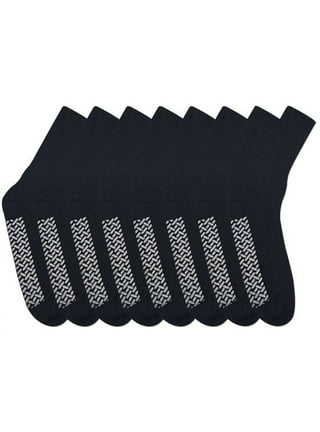 Men's Non-Skid Diabetic Cotton Crew Gripper Socks with Non Binding