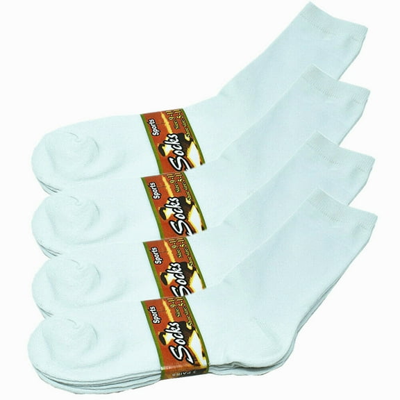 3-12 Pairs Womens Girl Cotton Casual Solid White Classic Crew Socks Size 9-11