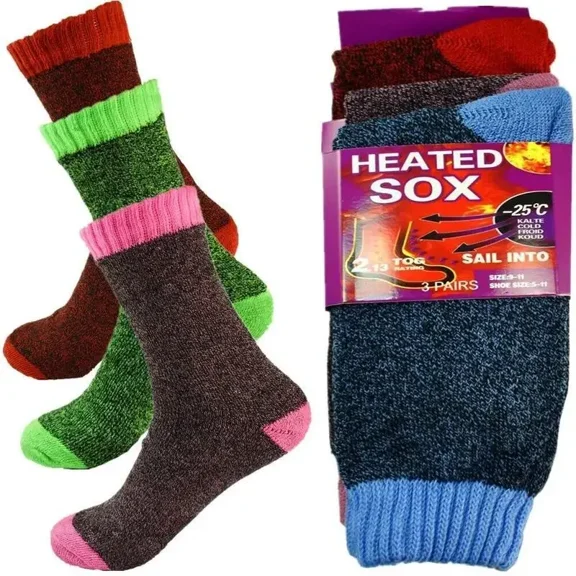 3-12 Pairs Womens Winter Thermal Heated Sox Knitted Cushion Boots Crew Socks