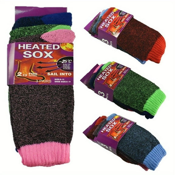 3-12 Pairs Womens Winter Thermal Heated Sox Knitted Cushion Boots Crew Socks