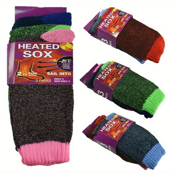 3-12 Pairs Womens Winter Thermal Heated Sox Knitted Cushion Boots Crew Socks