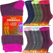 NONE LISTED 3-12 Pairs Womens Winter Thermal Heated Sox Knitted Cushion Boots Crew Socks