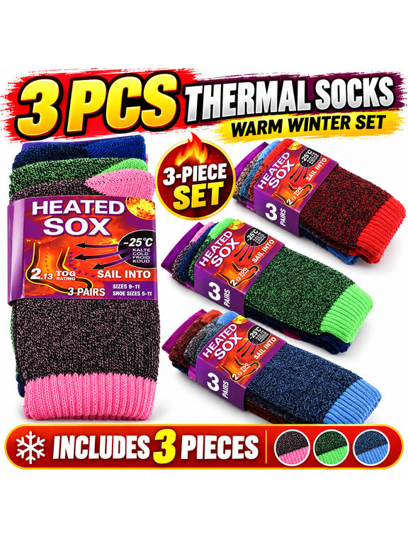 3-12 Pairs Womens Winter Thermal Heated Sox Knitted Cushion Boots Crew Socks