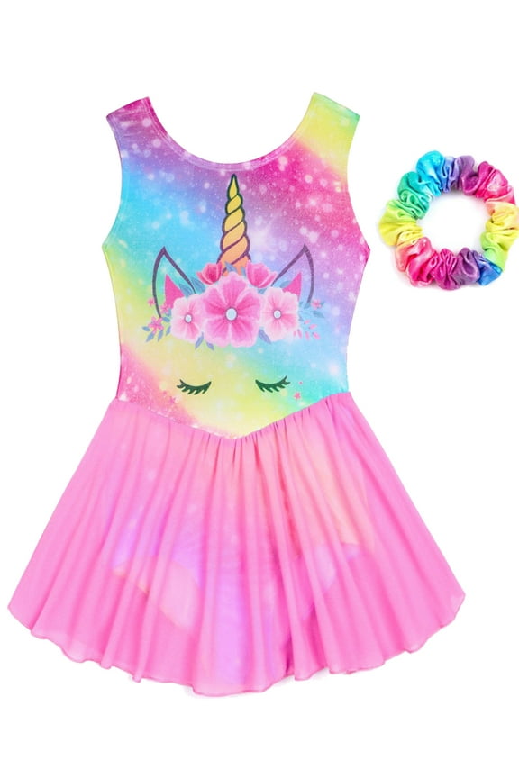3-12 Years Gymnastics Skirted Leotards for Girls Ballet Tutu Dance Dress Unicorn Gymnastic Skirt