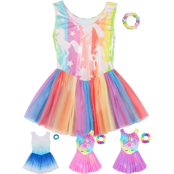 3-12 Years Gymnastics Skirted Leotards for Girls Ballet Tutu Dance Dress Unicorn Gymnastic Skirt