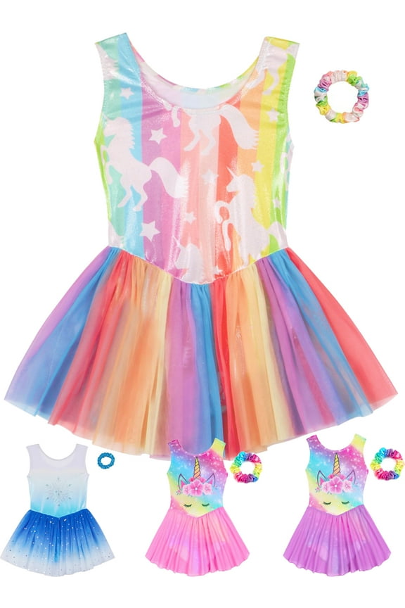 3-12 Years Gymnastics Skirted Leotards for Girls Ballet Tutu Dance Dress Unicorn Gymnastic Skirt
