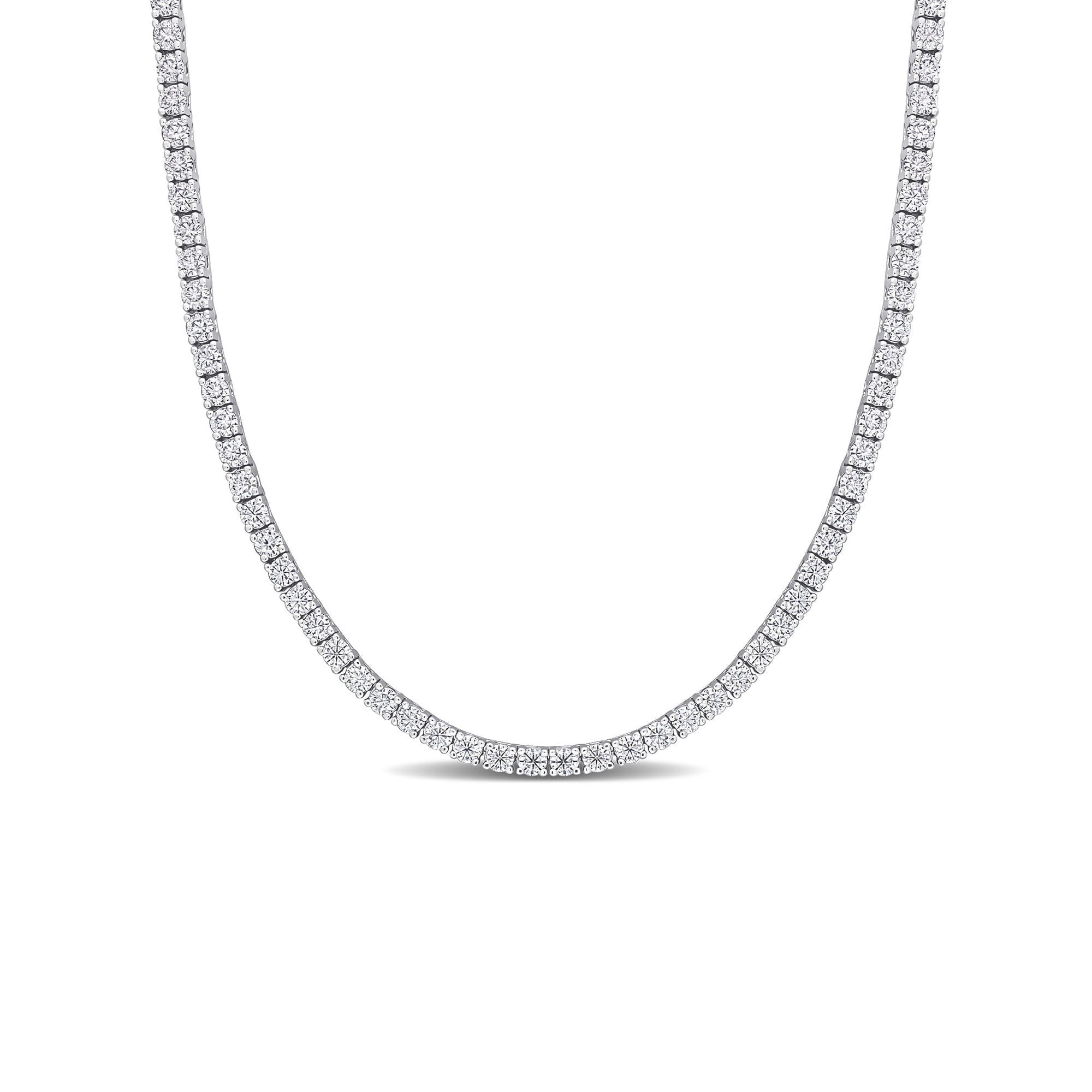 VIRAJ GEMS N JEWEL 3.12 ct Lab Grown Diamond 14k White Gold Plated Tennis Necklace Fine Jewelry for Unisex Gifts | Diamond Round Cut Beautiful Necklace | 14k Gold 4 Prong Tennis Necklace Gifts for Unisex