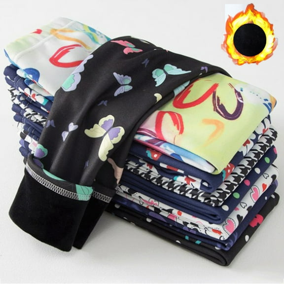 3-12T Girl Winter Fleece Lined Leggings Warm Thick Footless Leggings Kids Thermal Pants Stretchy Trousers