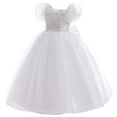 thumbnail image 1 of 3-12Year Flower Girl Dress White Sequins Princess Dress Birthday Wedding Gown, 1 of 6