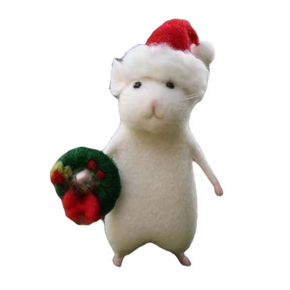 3.12inch Creative Mini White Mouse Plush Toy Christmas Mouse Mini Desktop Ornament
