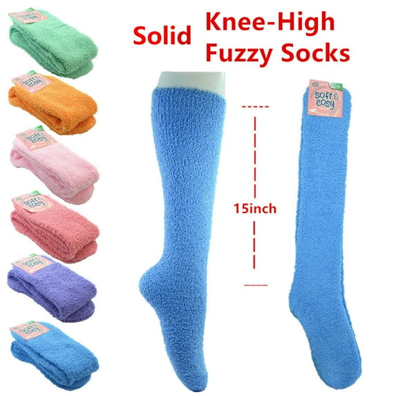 3~12pairs Women Girl Winter Socks Cozy Slipper Long Fleece Knee High Lot