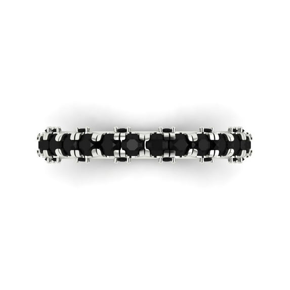 3.13 ct Brilliant Round Cut Natural Onyx 14k White Gold Eternity Band SZ 9.5