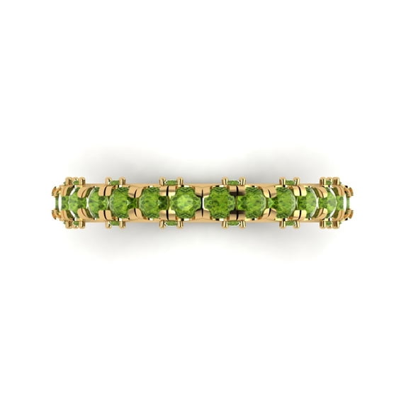 3.13 ct Brilliant Round Cut Natural Peridot 14k Yellow Gold Eternity Band SZ 10.5